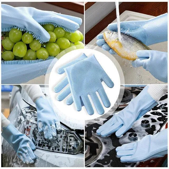 Silicone Washing Full Finger Gloves - For Home