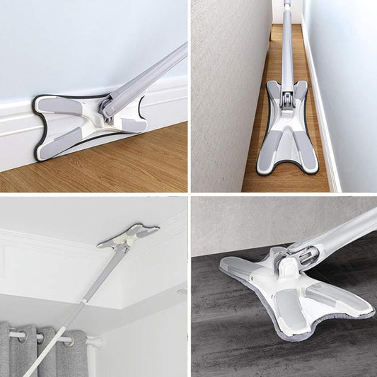 👉 360° Rotating Flat Mop with Replaceable Microfiber Heads