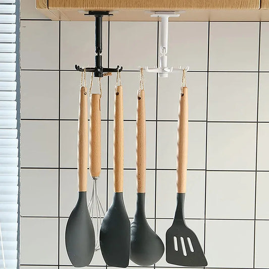 👉 360° Rotating Kitchen Hook Rack Wall Mounted Spoon Holder