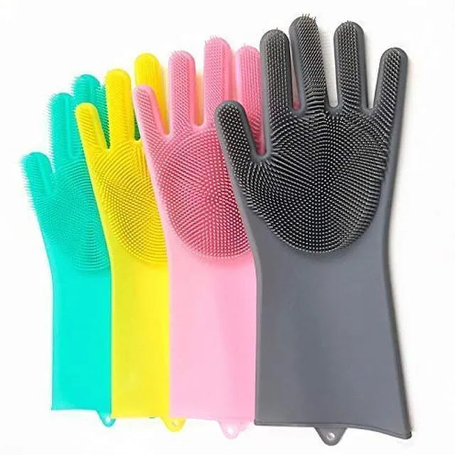 Silicone Washing Full Finger Gloves - For Home