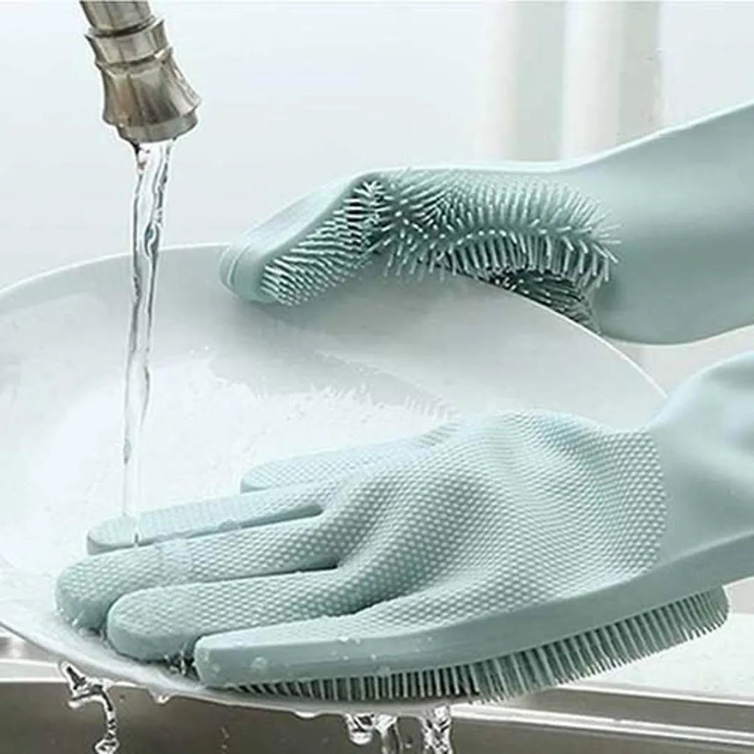 Silicone Washing Full Finger Gloves - For Home