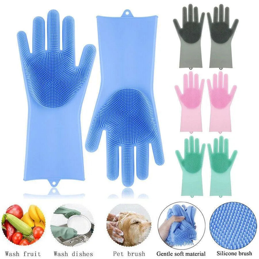 Silicone Washing Full Finger Gloves - For Home