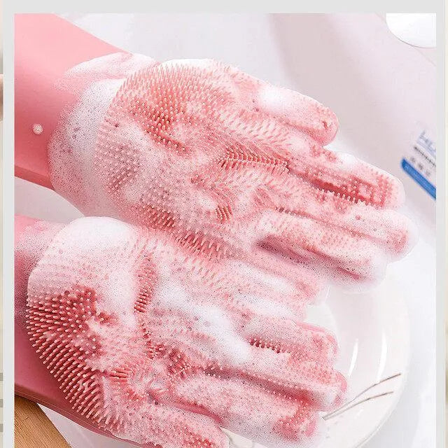 Silicone Washing Full Finger Gloves - For Home