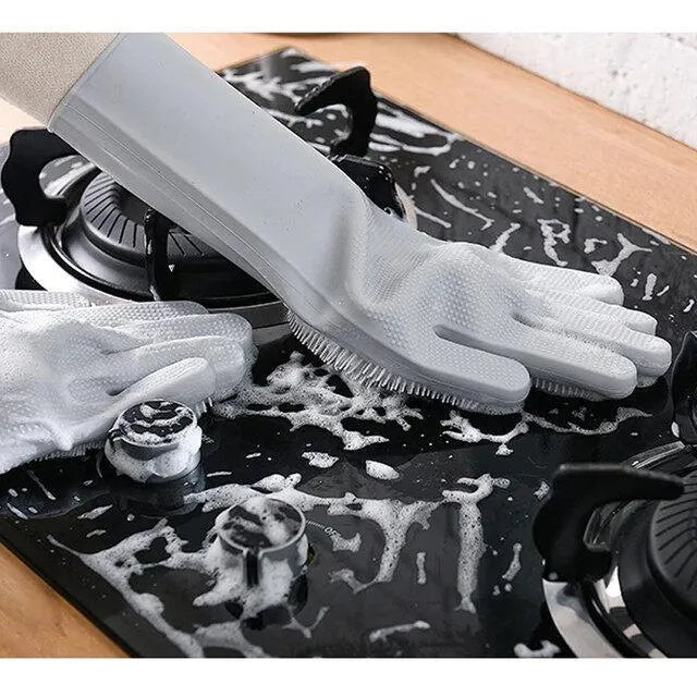 Silicone Washing Full Finger Gloves - For Home
