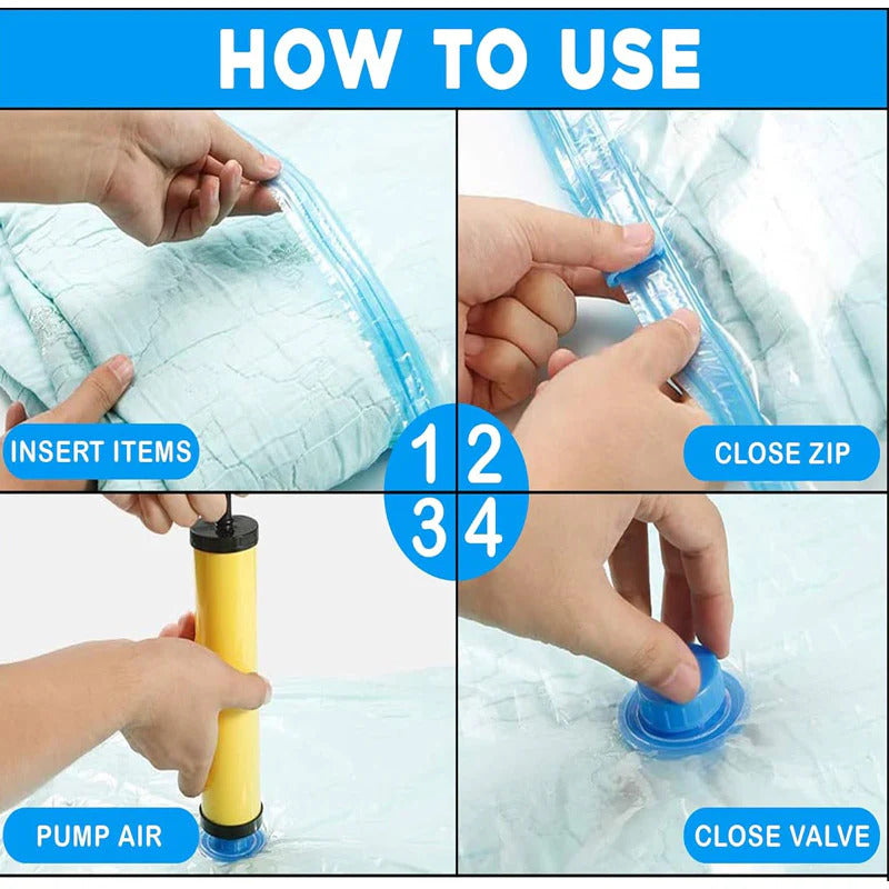 5 Pack Vacuum Storage Bags 80% Space Saving