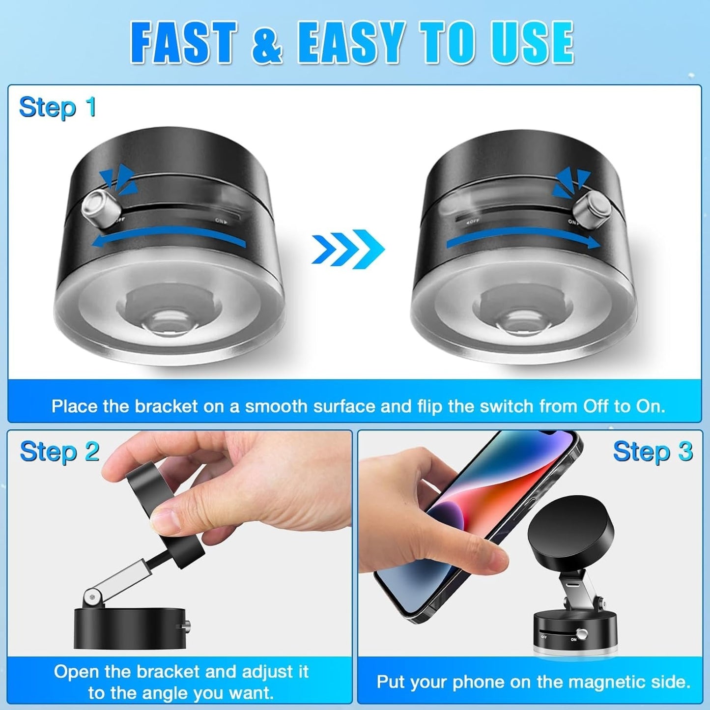 360° Foldable Magnetic Phone Holder with Suction Base