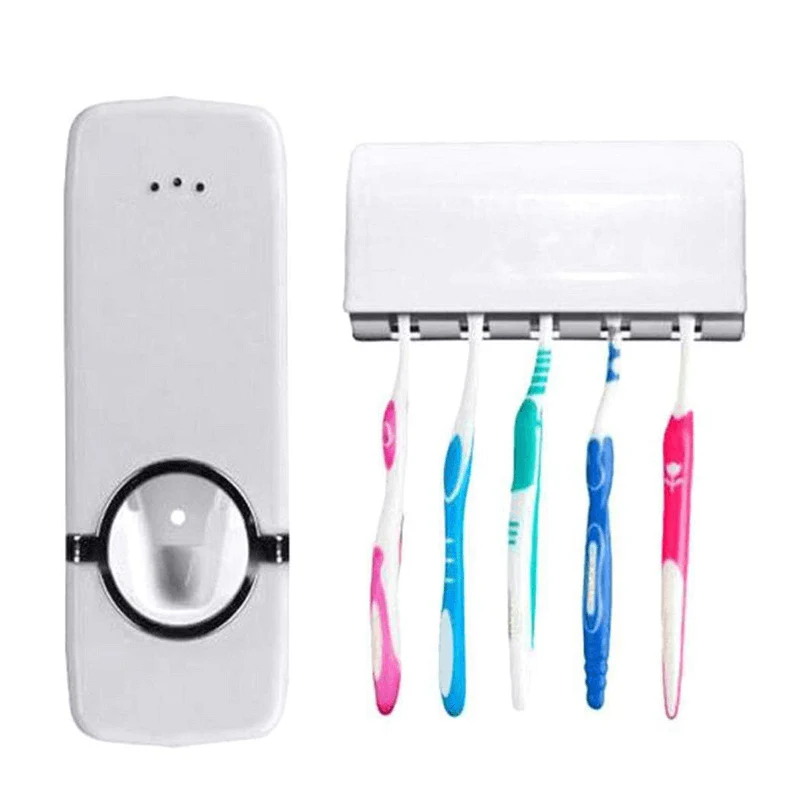👉 Automatic Toothpaste Dispenser with Toothbrush Holder for Bathroom