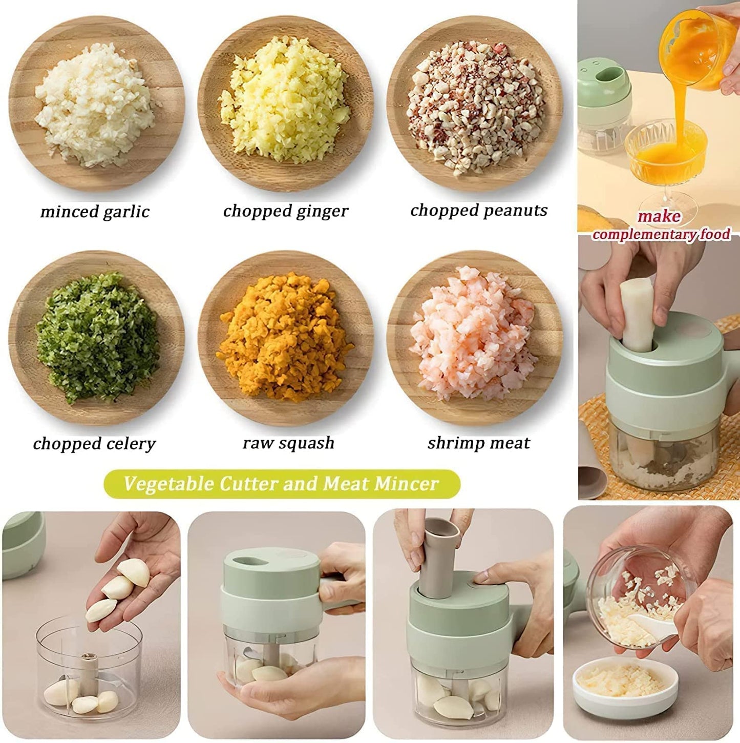 Mini Wireless Vegetable Chopper & Slicer (5-in-1)