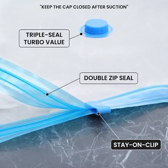 5 Pack Vacuum Storage Bags 80% Space Saving