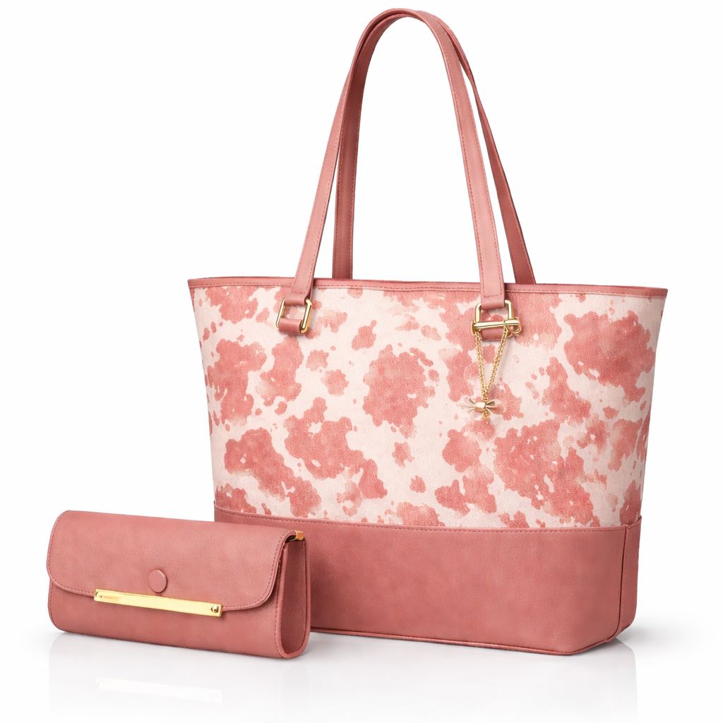 2 Pcs Premium Cow Print Tote Bag Set for Women