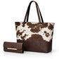 2 Pcs Premium Cow Print Tote Bag Set for Women