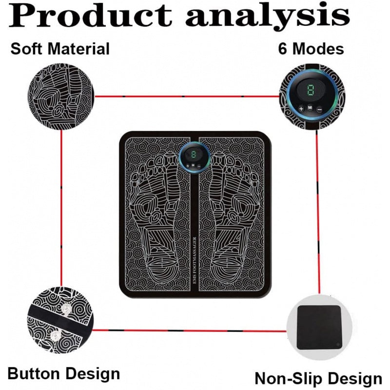 Smart EMS Foot Massager Pad for Pain Relief & Blood Circulation