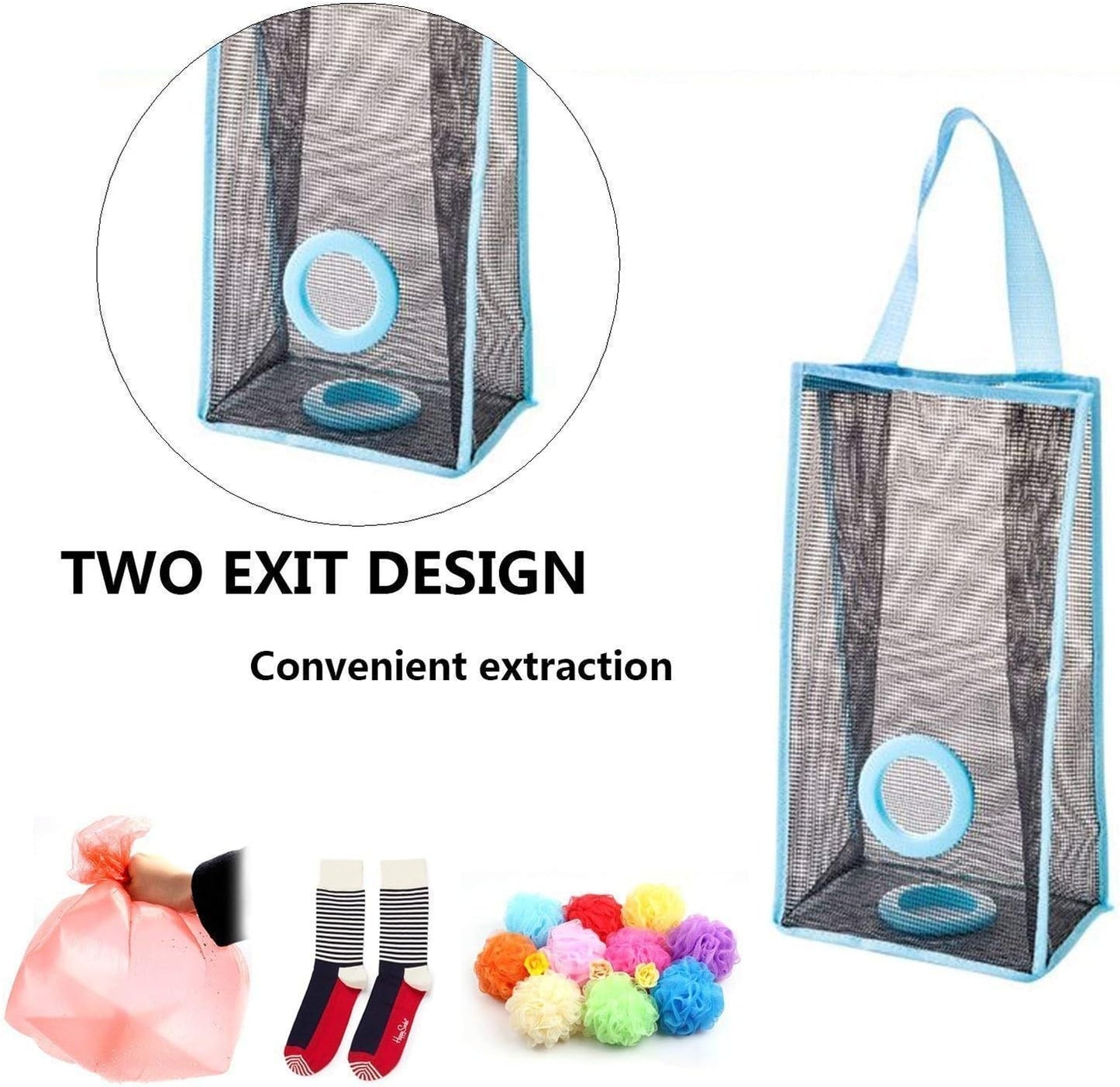 Plastic Bag Holder, Dispenser Hanging Storage Mesh Garbage