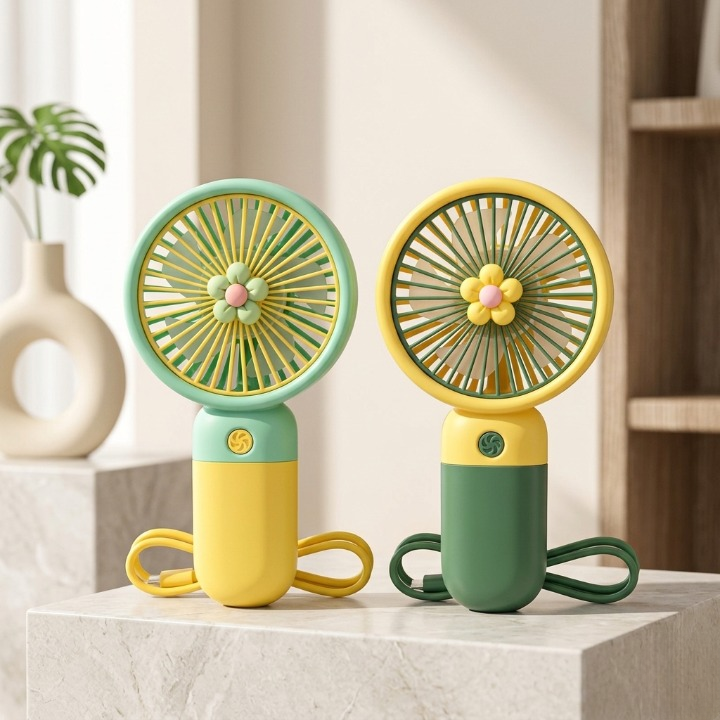 Portable 3-Speed Mini Hand Fan with Stand