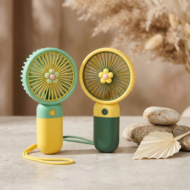 Portable 3-Speed Mini Hand Fan with Stand