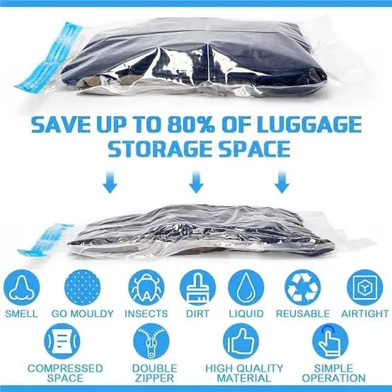5 Pack Vacuum Storage Bags 80% Space Saving