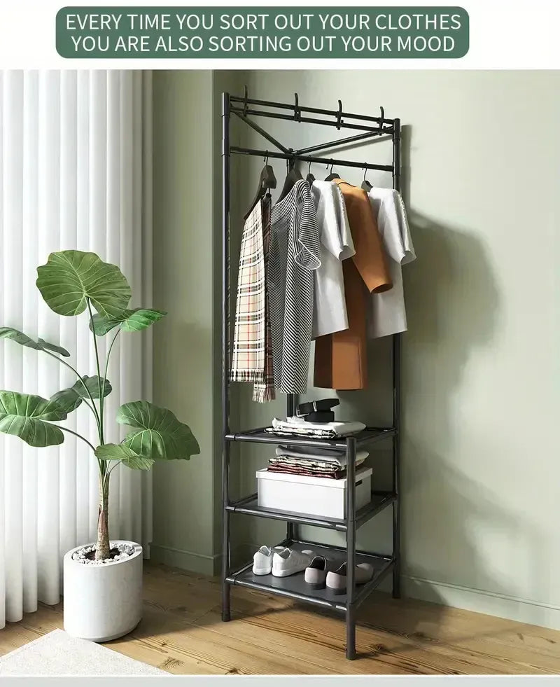 Multifunctional Corner Coat Rack – 3 Layer Storage Organizer