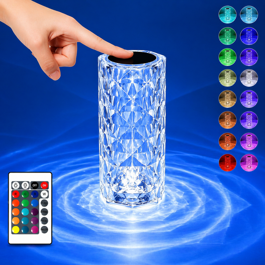 👉 USB Rechargeable Crystal Table Lamp with 16 Color RGB Light