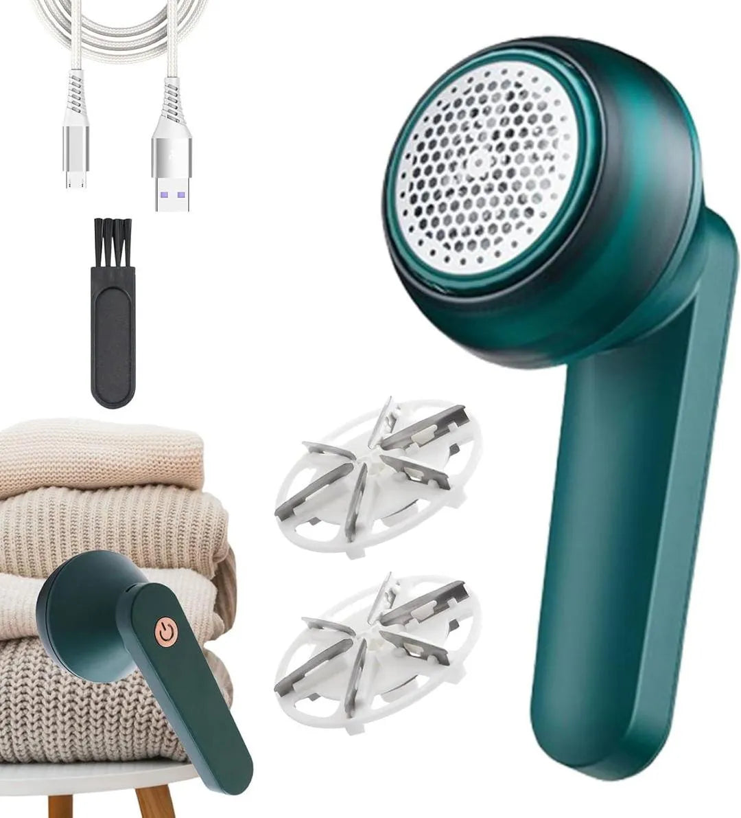 Portable Lint Remover Green Rechargeable for Home