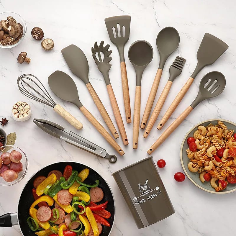 Non Stick Kitchen Utensils – 12 Pcs Silicone Cooking Tools Set