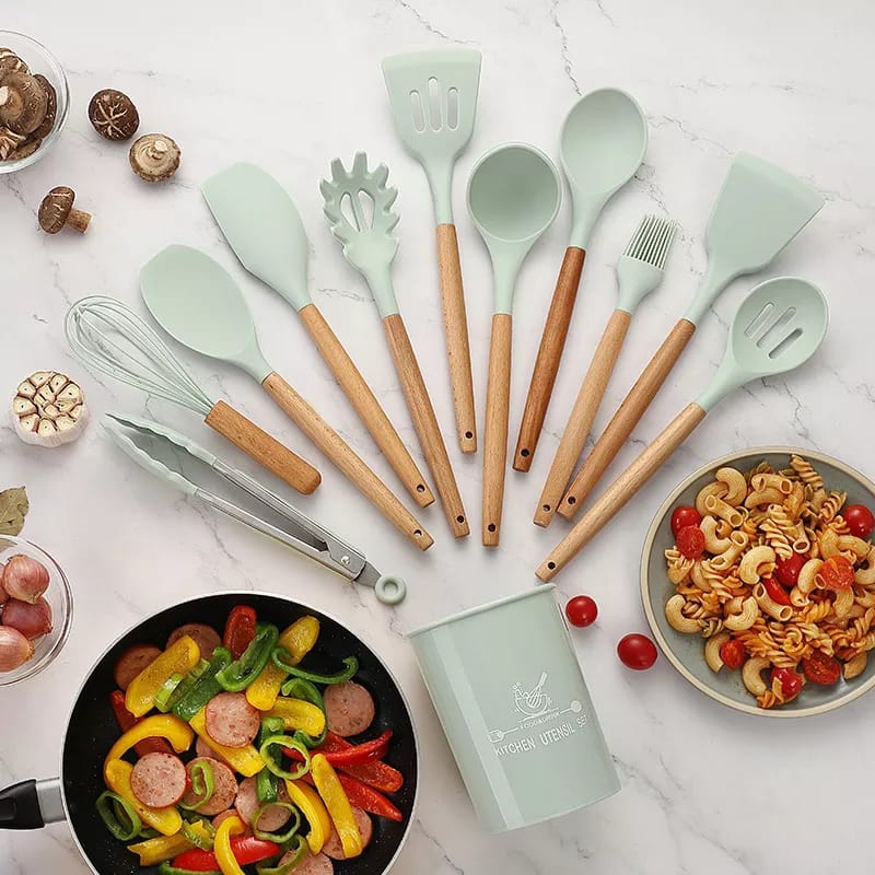 Non Stick Kitchen Utensils – 12 Pcs Silicone Cooking Tools Set