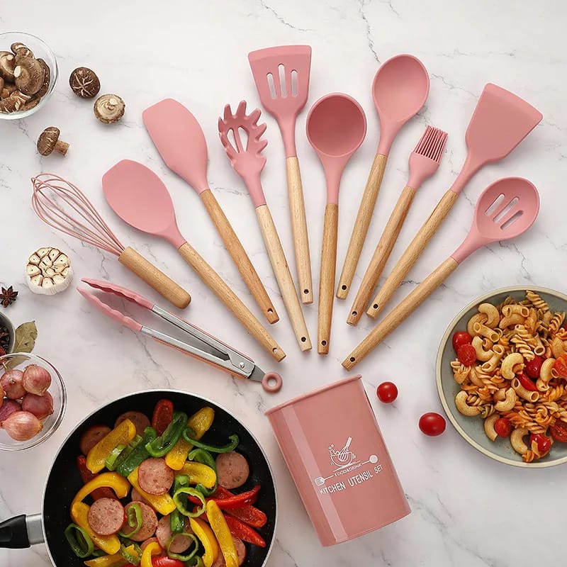 Non Stick Kitchen Utensils – 12 Pcs Silicone Cooking Tools Set