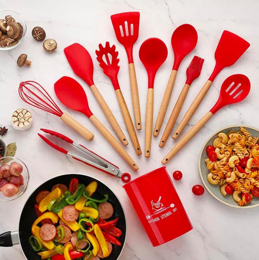 Non Stick Kitchen Utensils – 12 Pcs Silicone Cooking Tools Set