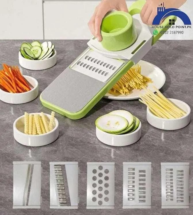 👉 5-in-1 Vegetable Cutter, Slicer & Grater Set