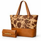 2 Pcs Premium Cow Print Tote Bag Set for Women