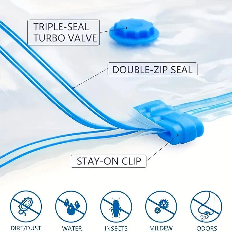 5 Pack Vacuum Storage Bags 80% Space Saving