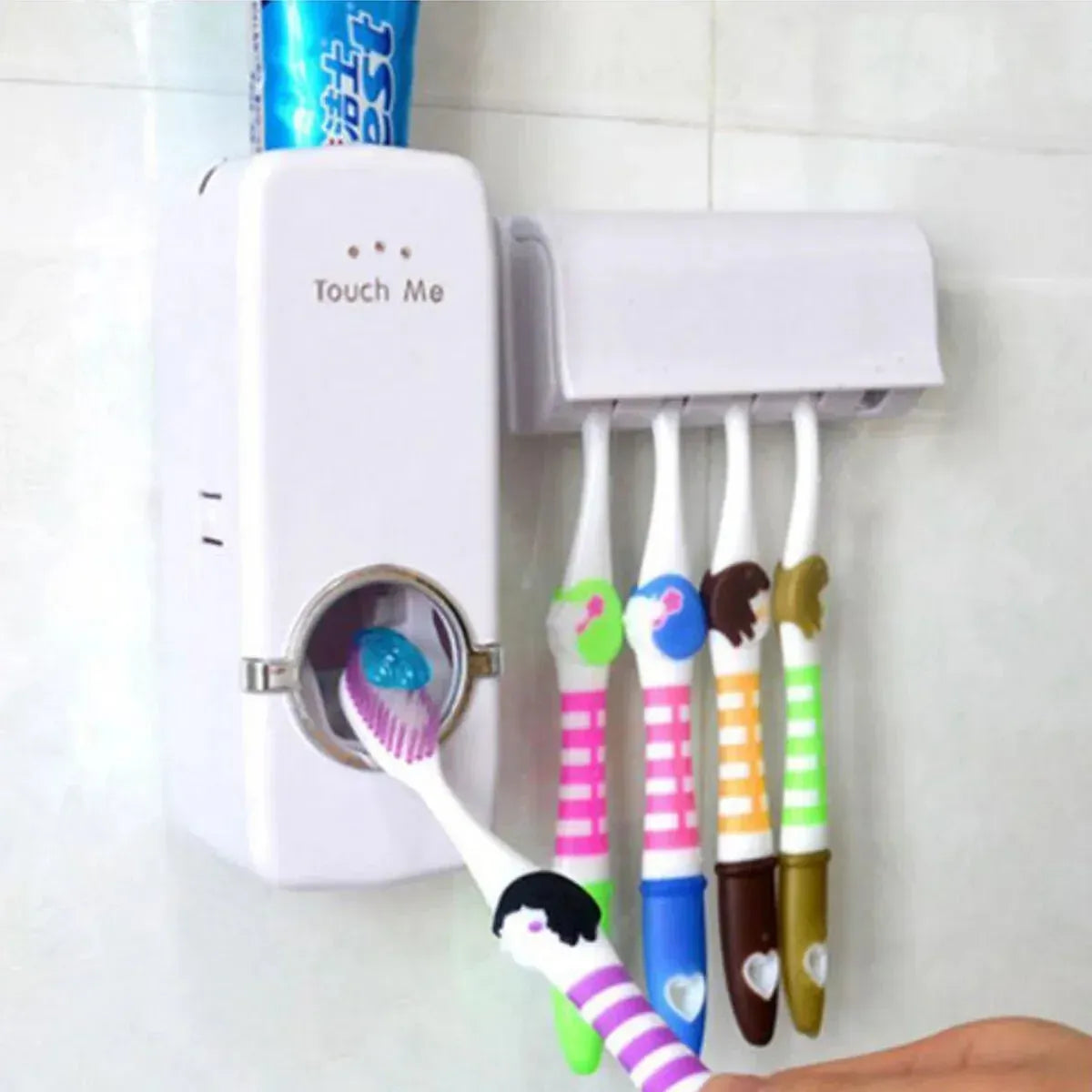 👉 Automatic Toothpaste Dispenser with Toothbrush Holder for Bathroom