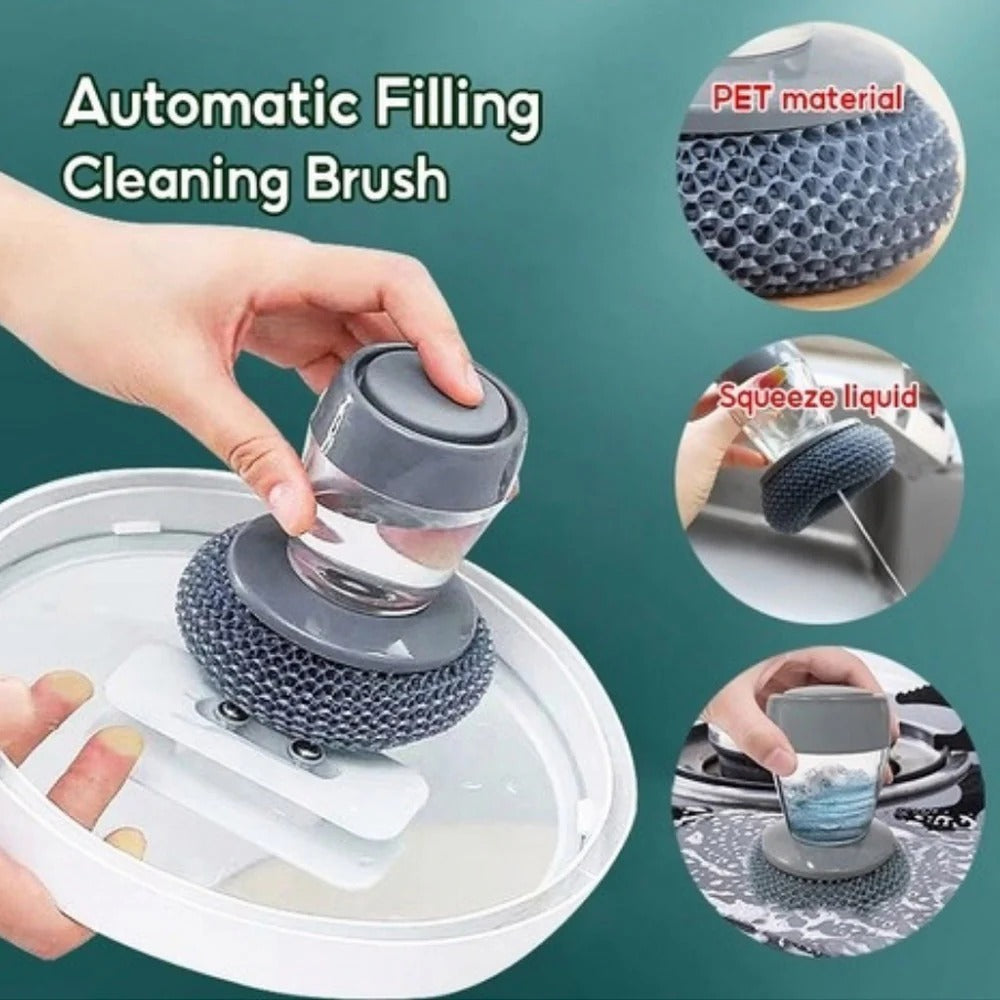👉 Kitchen Soap Dispensing Brush with Non-Scratch Bristles for Cleaning