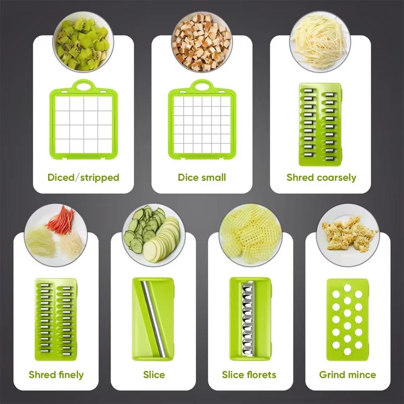 Multi-Function Vegetable Chopper & Slicer Set (16 Pieces)