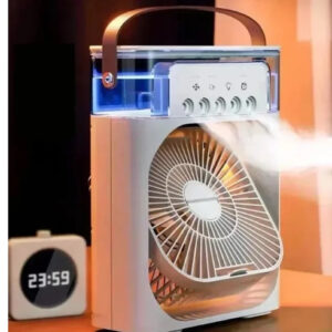 portable 3 in 1 mini air cooler fan with humidifier & led lights