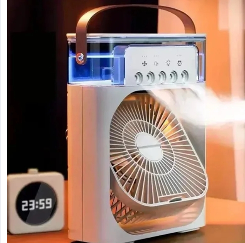 portable 3 in 1 mini air cooler fan with humidifier & led lights