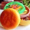 cute burger shape 3 layer lunch box