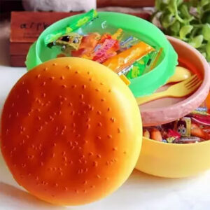 cute burger shape 3 layer lunch box