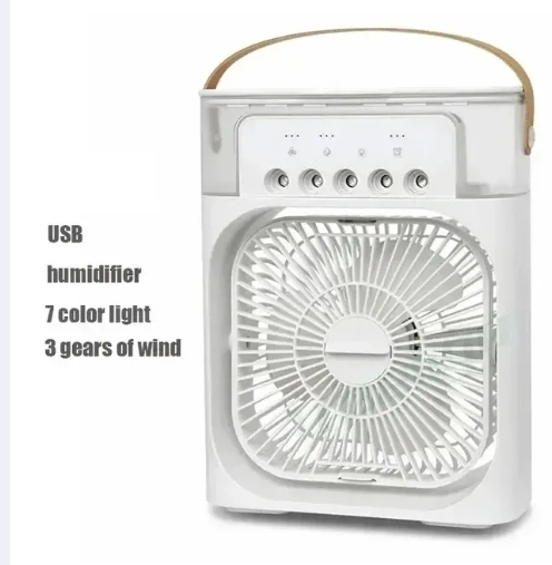 portable 3 in 1 mini air cooler fan with humidifier & led lights