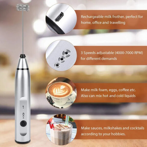 rechargeable handheld electric coffee mixer