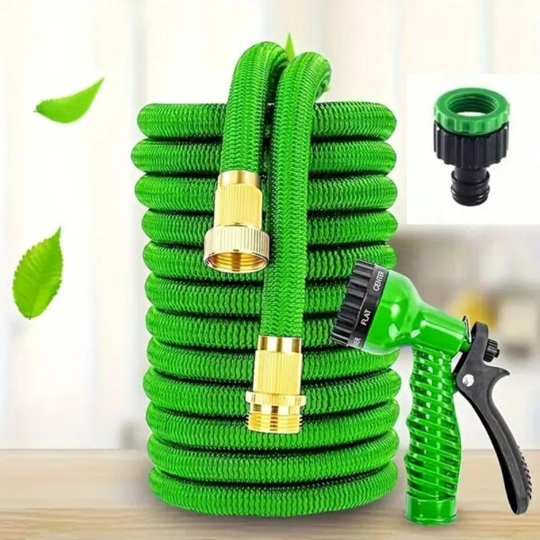 50ft expandable magic hose pipe – flexible multifunctional water pipe with 7 function spray nozzle for car wash & gardening